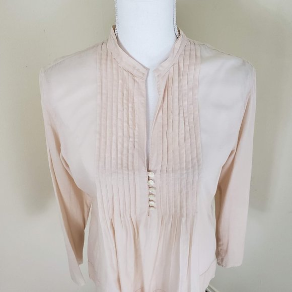 J.Jill Pleated Sheer Pintuck Top Blush Pink Small - Picture 5 of 9